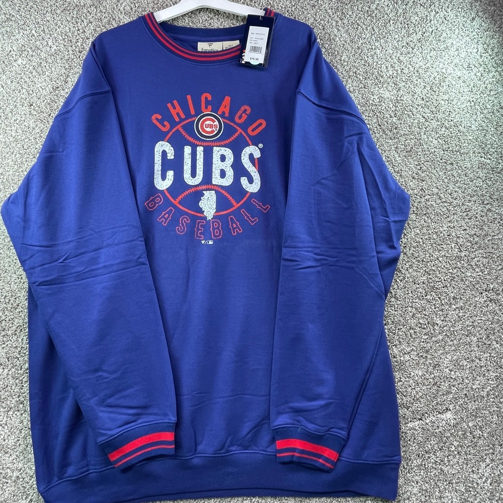 Fanatics Chicago Cubs Sweatshirt Mens 3XLT Royal Blue NEW Crewneck Pullover